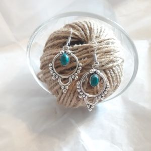 Chandelier Turquoise Facet Earrings